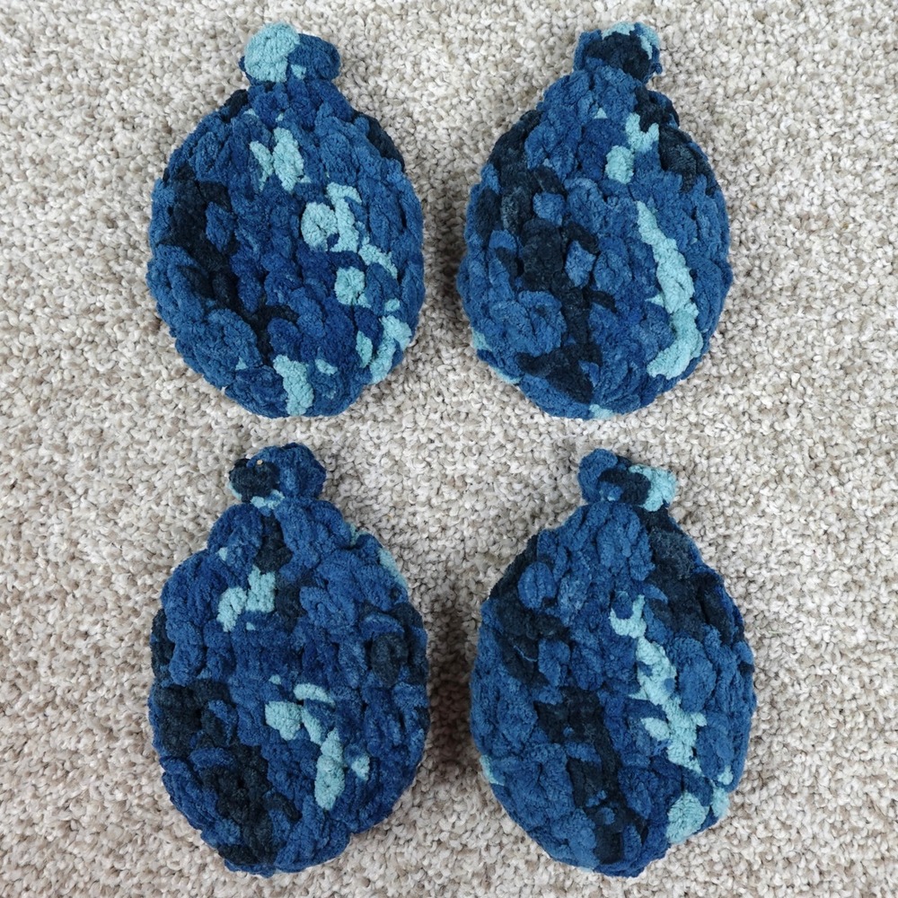 Handmade Reusable Crochet Water Balloons Set of 4 Blue Variegated Soft Yarn Toys